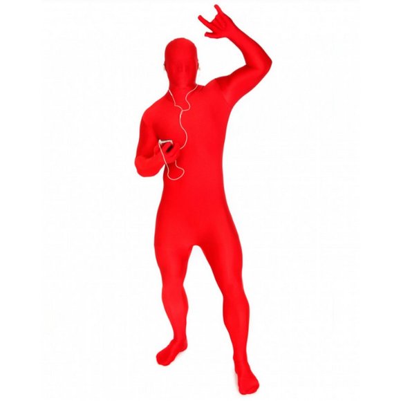Red Morphsuit Adult Costume Bodysuit Halloween Party masquerade Robber Superhero - Picture 1 of 13